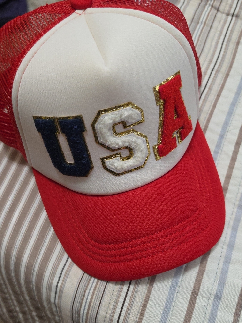 USA Patch Trucker Hat in Red, White & Blue